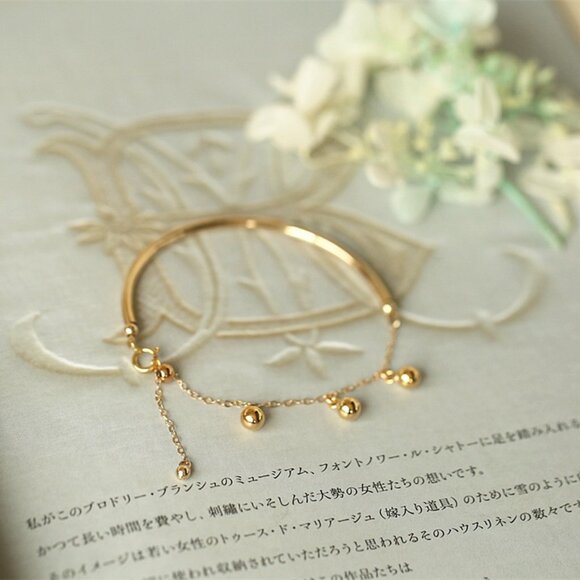 Gold Half-Spliced ​​Jewelry Clasp Round Wire Steel Bead Tassel Bracelet - Picture 1 of 4